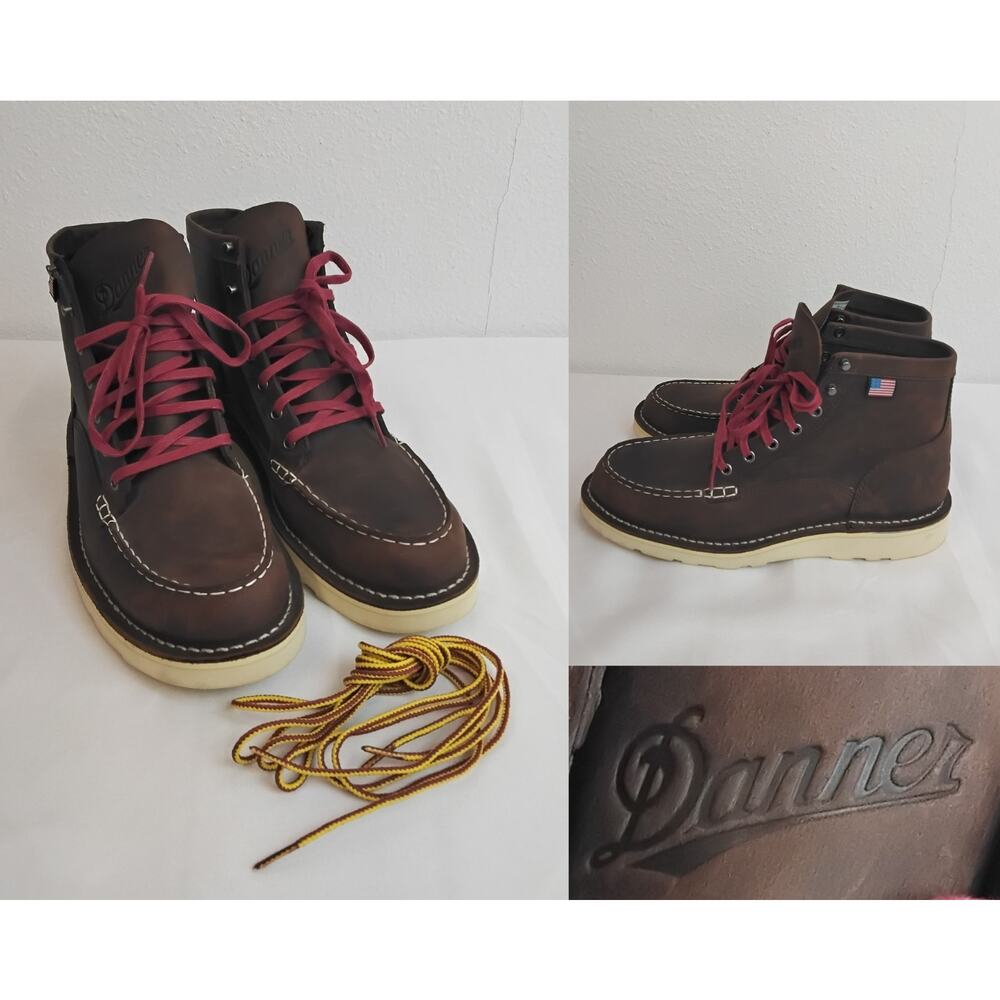 Danner Bull Run Moc Toe 6 Inch Boots Women's 11 Brown Leather Extra Laces #W4861
